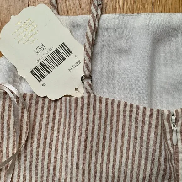 Altar'd State Striped Dress Womens Small Tan and White - Picture 12 of 15